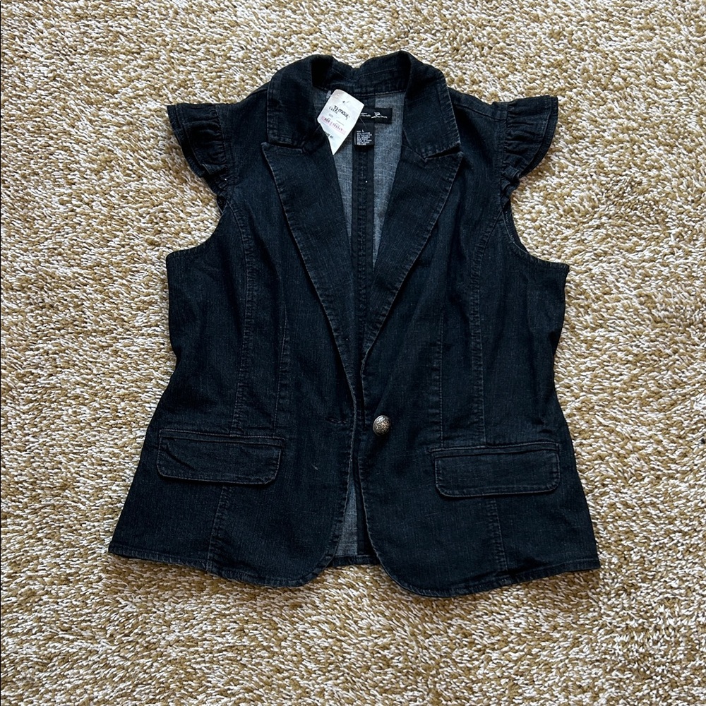 Women's Blue Sleeveless Blazer